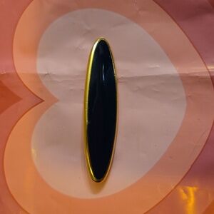 Vintage Monet Oval Black & Goldtone Brooch